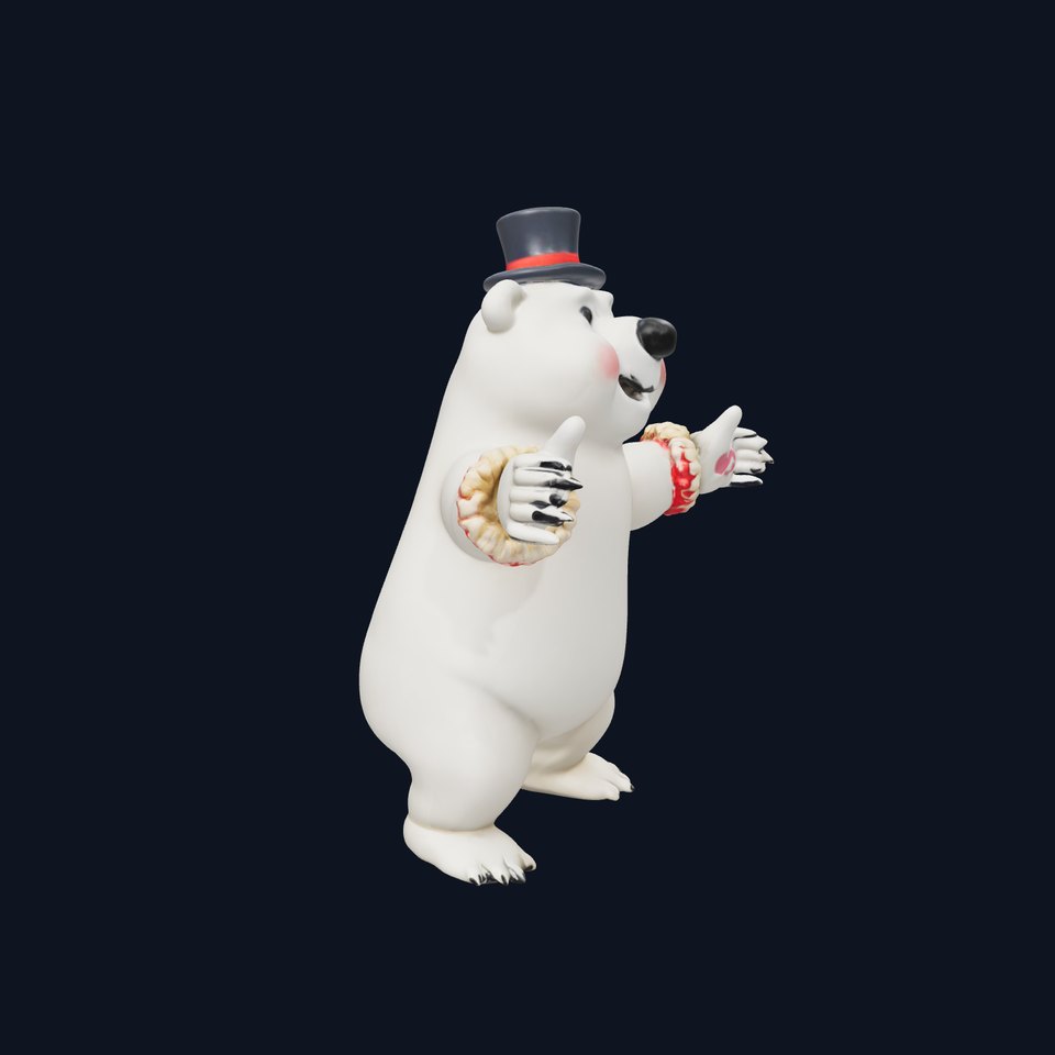 Dapper Polar Bear Model  Rigged and Animated